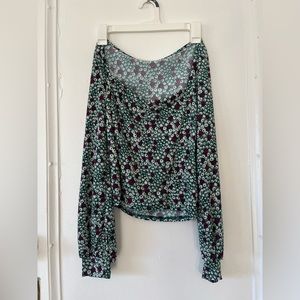 Lush square neck floral green long sleeve, NWOT